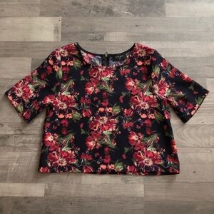Everly Floral Blue Crop Top S